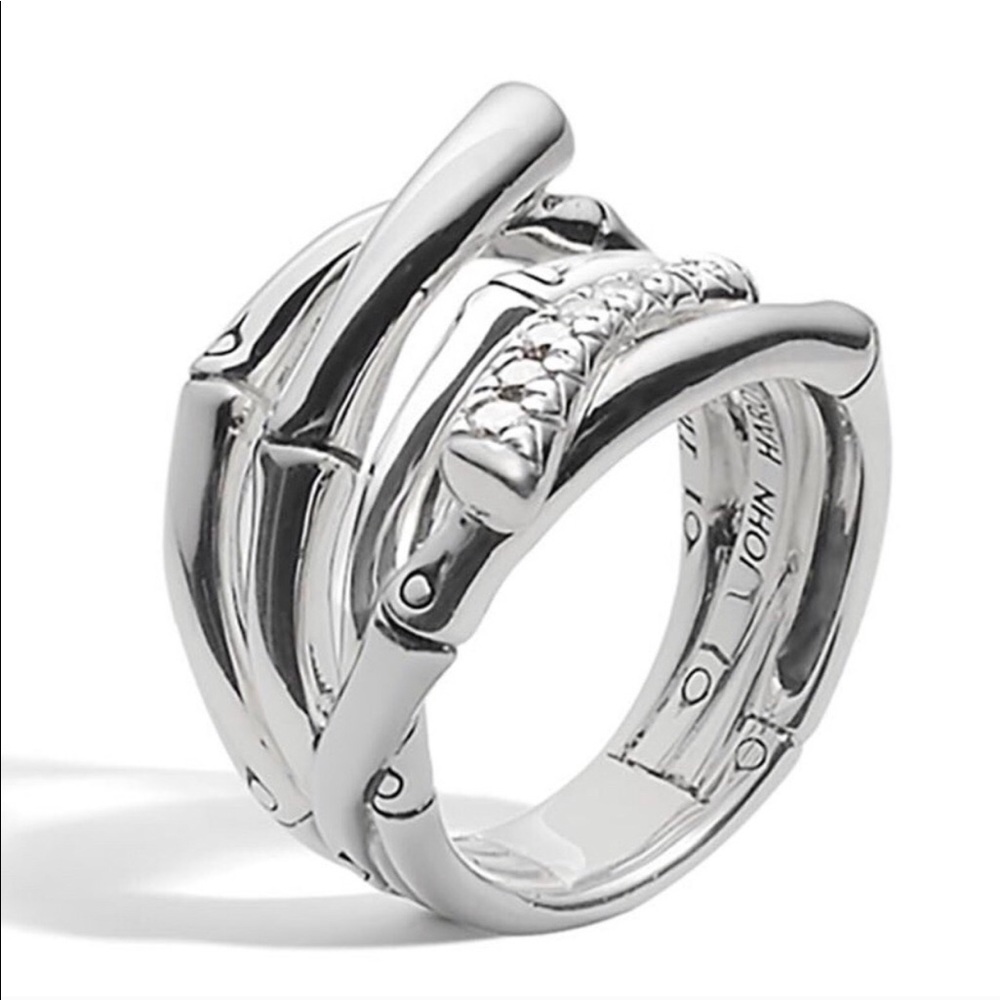 🌸🌸🌸 SOLD 🌸🌸🌸 JOHN HARDY 925 Silver Bamboo Pave Diamond Ring